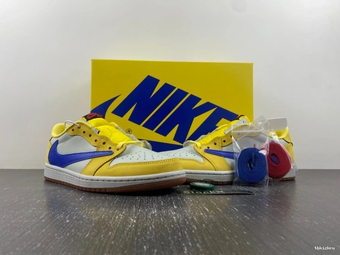 Rep TBkick DZ4137-700 Canary Low Air Jordan Scott x 1 OG Travis 0716